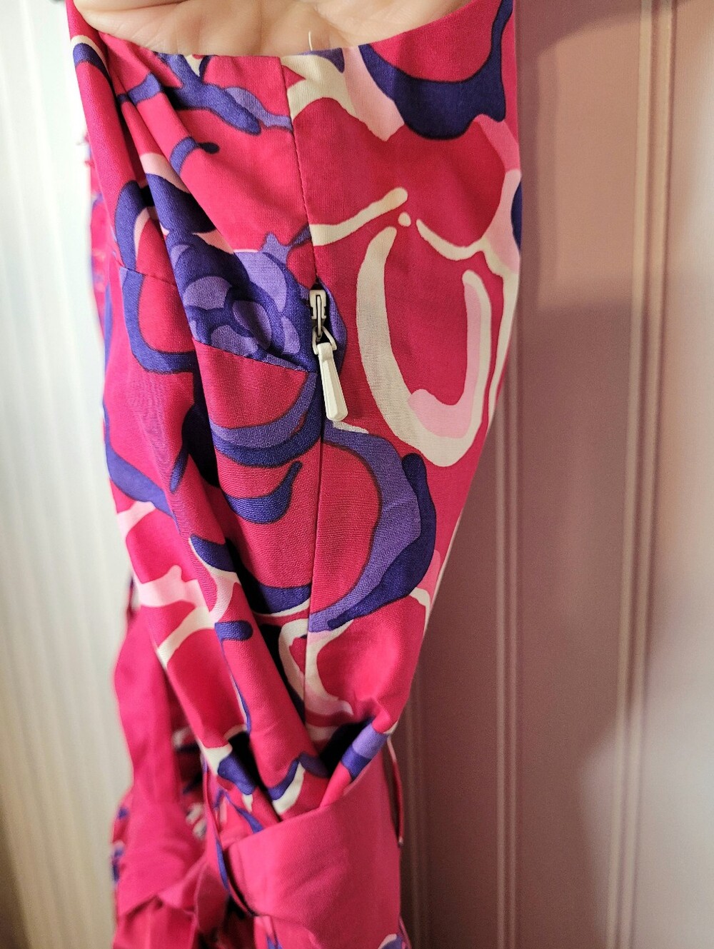 RARE Vintage Lilly Pulitzer WHITE TAG Silk/Cotton Floral Dress Sz 4 Crinoline - Picture 11 of 12